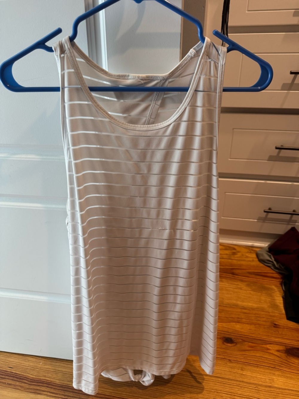 White Striped Sleeveless Tank Top